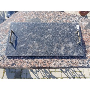 Taca granitowa, ciemnoszara z mosiężnymi uchwytami, 30x60cm (Kłajpeda) - 023